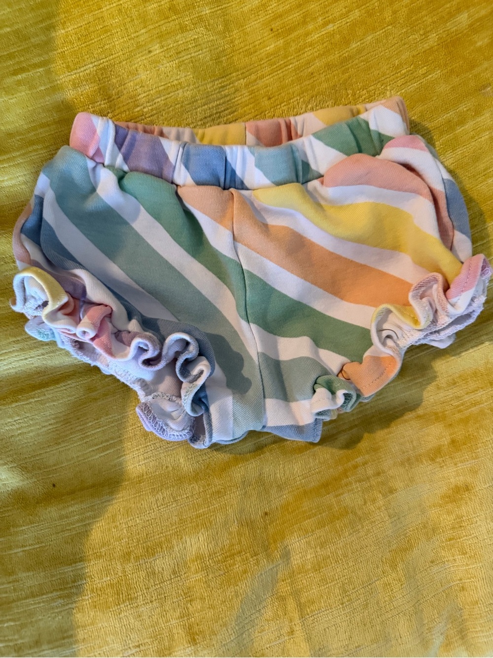 The Beaufort Bonnet Company Pastel Rainbow Stripe Ruffle Diaper Cover